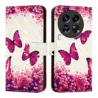 For Tecno Camon 30 Premier 3D Painting Horizontal Flip Leather Phone Case(Rose Butterfly) - 2