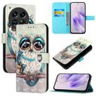 For Tecno Camon 30 Premier 3D Painting Horizontal Flip Leather Phone Case(Grey Owl) - 1