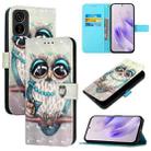 For Tecno Pop 6C 3D Painting Horizontal Flip Leather Phone Case(Grey Owl) - 1