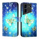 For Tecno Pova 5 Pro 5G 3D Painting Horizontal Flip Leather Phone Case(Golden Butterfly) - 2