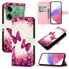 For Tecno Pova 6 4G 3D Painting Horizontal Flip Leather Phone Case(Rose Butterfly) - 1