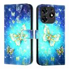 For Tecno Spark 10 Pro Magic Magenta 3D Painting Horizontal Flip Leather Phone Case(Golden Butterfly) - 2