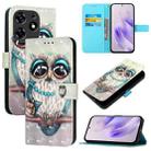 For Tecno Spark 10 Pro Magic Magenta 3D Painting Horizontal Flip Leather Phone Case(Grey Owl) - 1