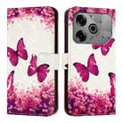 For Tecno Pova 6 Neo 3D Painting Horizontal Flip Leather Phone Case(Rose Butterfly) - 2