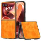 For Motorola Razr 60 Ultra Dual Color Lichi Texture PU Phone Case(Orange) - 1