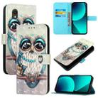 For TCL 201 3D Painting Horizontal Flip Leather Phone Case(Grey Owl) - 1