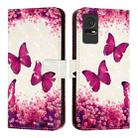 For TCL 405 / 406 / 408 3D Painting Horizontal Flip Leather Phone Case(Rose Butterfly) - 2