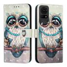 For TCL 50 LE 5G 3D Painting Horizontal Flip Leather Phone Case(Grey Owl) - 2