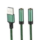 USB 2.0 to Dual 3.5mm Audio Adapter Cable, Length:1m(Green) - 1