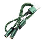 USB 2.0 to Dual 3.5mm Audio Adapter Cable, Length:1m(Green) - 2