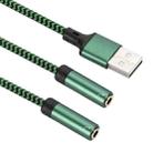 USB 2.0 to Dual 3.5mm Audio Adapter Cable, Length:1m(Green) - 3