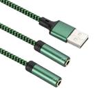 USB 2.0 to Dual 3.5mm Audio Adapter Cable, Length:3m(Green) - 3