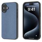 For iPhone 16 Carbon Fiber Texture Protective Phone Case(Light Blue) - 1