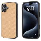 For iPhone 16 Carbon Fiber Texture Protective Phone Case(Gold) - 1