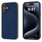 For iPhone 16 Plus Carbon Fiber Texture Protective Phone Case(Dark Blue) - 1