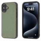 For iPhone 16 Plus Carbon Fiber Texture Protective Phone Case(Green) - 1