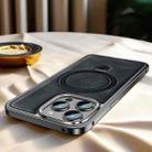 For iPhone 15 Pro Metal Frame Oil Wax Leather MagSafe Phone Case with Spring Buckle Stand(Black) - 1