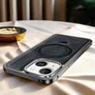 For iPhone 15 Metal Frame Oil Wax Leather MagSafe Phone Case with Spring Buckle Stand(Black) - 1