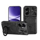 For Xiaomi Poco F7 CD Texture Sliding Camshield Magnetic Holder Phone Case(Black) - 1
