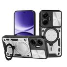 For Xiaomi Poco F7 CD Texture Sliding Camshield Magnetic Holder Phone Case(Silver) - 1
