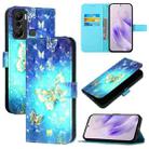 For Infinix Hot 20 Play 3D Painting Horizontal Flip Leather Phone Case(Golden Butterfly) - 1