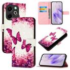 For Infinix Hot 40i 3D Painting Horizontal Flip Leather Phone Case(Rose Butterfly) - 1