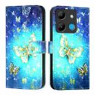 For Infinix Smart 7 3D Painting Horizontal Flip Leather Phone Case(Golden Butterfly) - 2