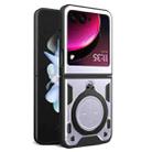 For Motorola Razr 50 CD Texture Magnetic Holder Phone Case(Silver) - 1