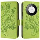 For Huawei Mate 60 Pro / 60 Pro+ Embossed Rose RFID Anti-theft Leather Phone Case(Green) - 2