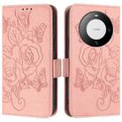 For Huawei Mate 60 Pro / 60 Pro+ Embossed Rose RFID Anti-theft Leather Phone Case(Pink) - 2