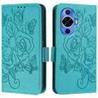 For Huawei nova 12s 4G Embossed Rose RFID Anti-theft Leather Phone Case(Light Blue) - 2