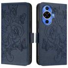 For Huawei nova 12s 4G Embossed Rose RFID Anti-theft Leather Phone Case(Dark Blue) - 2