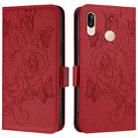 For Huawei P20 Lite / nova 3e Embossed Rose RFID Anti-theft Leather Phone Case(Red) - 2