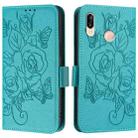 For Huawei P20 Lite / nova 3e Embossed Rose RFID Anti-theft Leather Phone Case(Light Blue) - 2