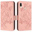 For Huawei P20 Lite / nova 3e Embossed Rose RFID Anti-theft Leather Phone Case(Pink) - 2