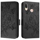 For Huawei P20 Lite / nova 3e Embossed Rose RFID Anti-theft Leather Phone Case(Black) - 2