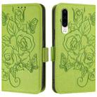 For Huawei P30 Embossed Rose RFID Anti-theft Leather Phone Case(Green) - 2