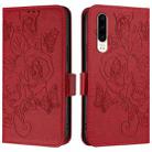 For Huawei P30 Embossed Rose RFID Anti-theft Leather Phone Case(Red) - 2