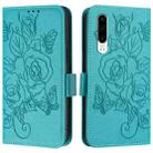 For Huawei P30 Embossed Rose RFID Anti-theft Leather Phone Case(Light Blue) - 2