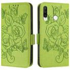 For Huawei P30 Lite / nova 4e Embossed Rose RFID Anti-theft Leather Phone Case(Green) - 2