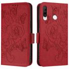 For Huawei P30 Lite / nova 4e Embossed Rose RFID Anti-theft Leather Phone Case(Red) - 2