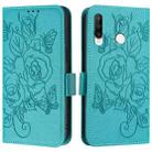 For Huawei P30 Lite / nova 4e Embossed Rose RFID Anti-theft Leather Phone Case(Light Blue) - 2