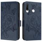 For Huawei P30 Lite / nova 4e Embossed Rose RFID Anti-theft Leather Phone Case(Dark Blue) - 2