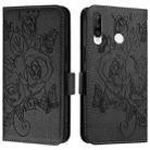 For Huawei P30 Lite / nova 4e Embossed Rose RFID Anti-theft Leather Phone Case(Black) - 2