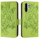 For Huawei P30 Pro Embossed Rose RFID Anti-theft Leather Phone Case(Green) - 2