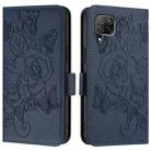 For Huawei P40 Lite / nova 6 SE Embossed Rose RFID Anti-theft Leather Phone Case(Dark Blue) - 2