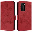 For Huawei P40 Pro Embossed Rose RFID Anti-theft Leather Phone Case(Red) - 2