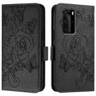 For Huawei P40 Pro Embossed Rose RFID Anti-theft Leather Phone Case(Black) - 2