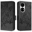 For Huawei P50 Pro Embossed Rose RFID Anti-theft Leather Phone Case(Black) - 2