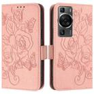 For Huawei P60 / P60 Pro Embossed Rose RFID Anti-theft Leather Phone Case(Pink) - 2